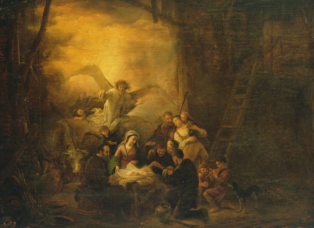 Klanění pastýřů, kolem roku 1650 od Jacob Willemsz de Wet or Wett