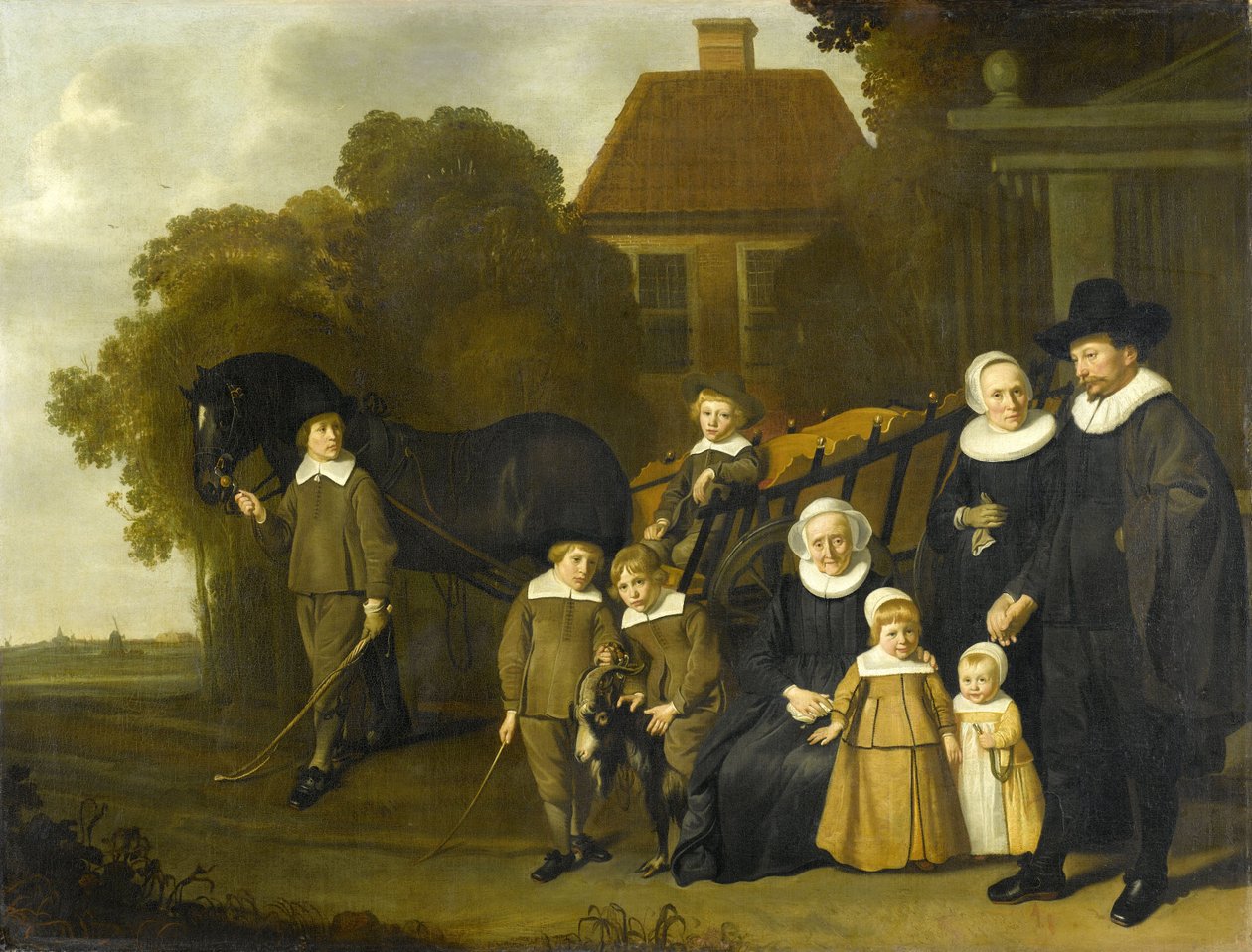 Portrét rodiny Meebeeck Cruywagen poblíž brány jejich venkovského domu na Uitweg poblíž Amsterdamu od Jacob van Loo  