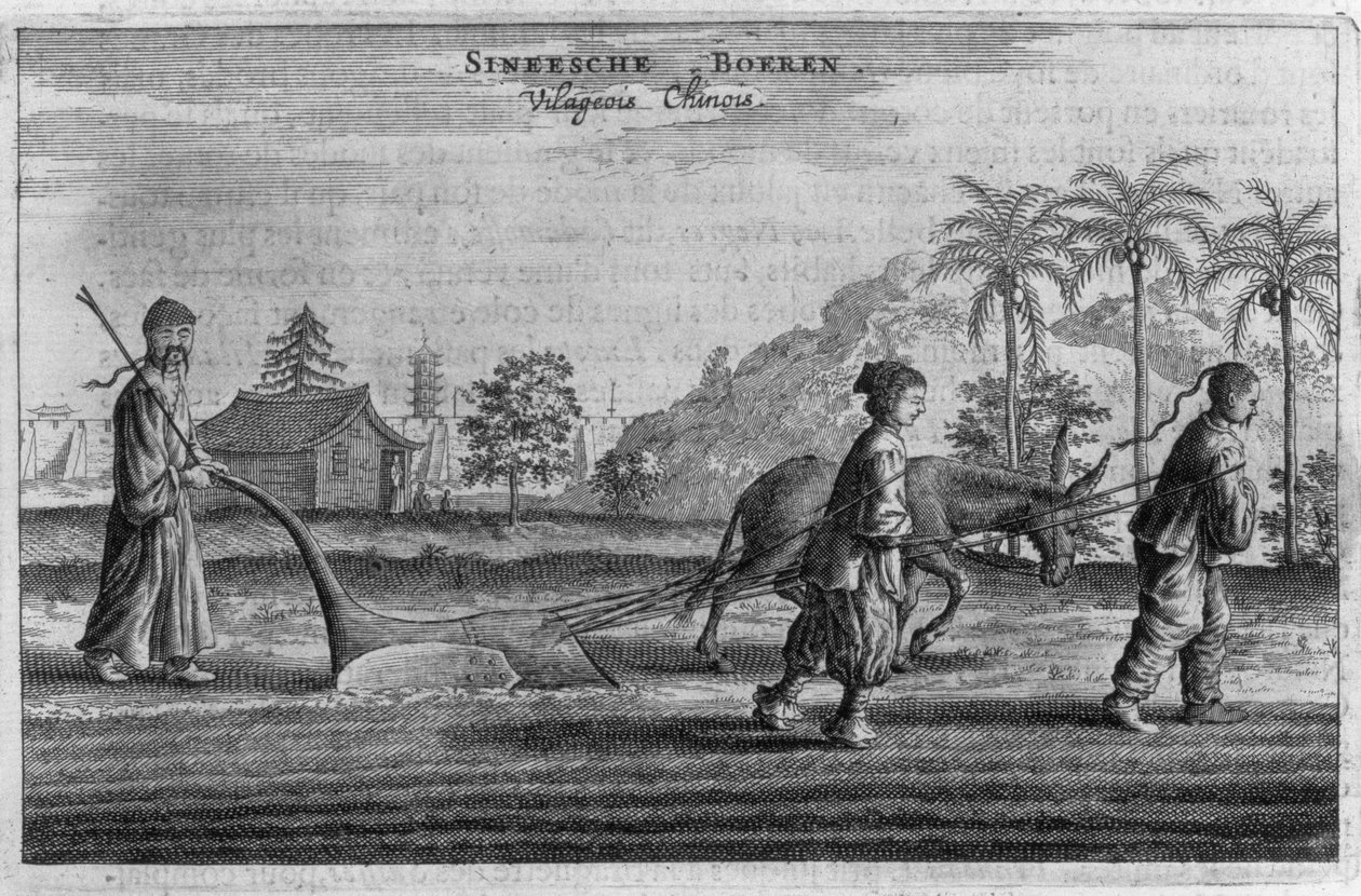 Čínští rolníci, obecný popis z popisu holandského velvyslanectví v Číně, 1665 od Jacob van Meurs