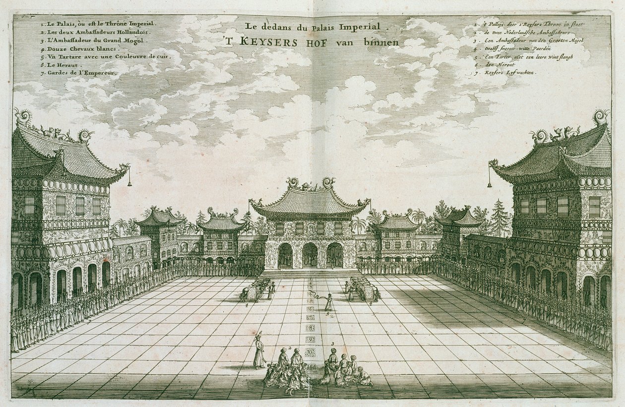 Uvnitř císařského paláce, z účtu holandského velvyslanectví v Číně, 1665 od Jacob van Meurs