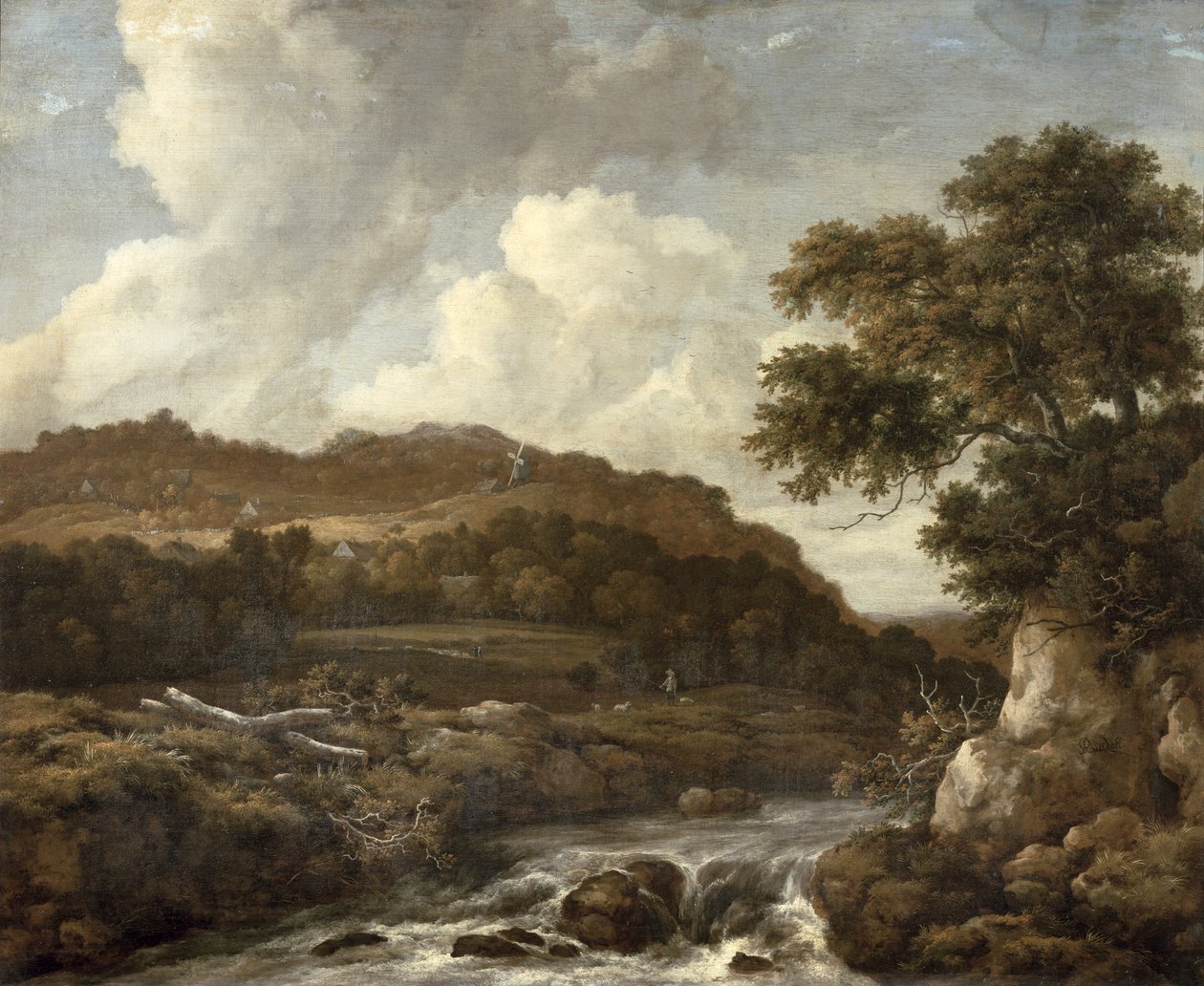 Hornatá zalesněná krajina s torrentem od Jacob van Ruisdael