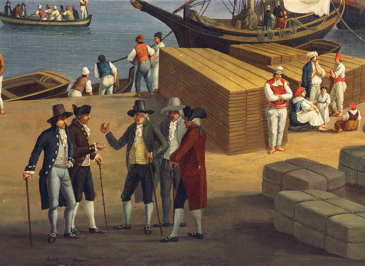 Detail z pohledu na přístav Messina z Palazzo del Senato od Jacob Philippe Hackert