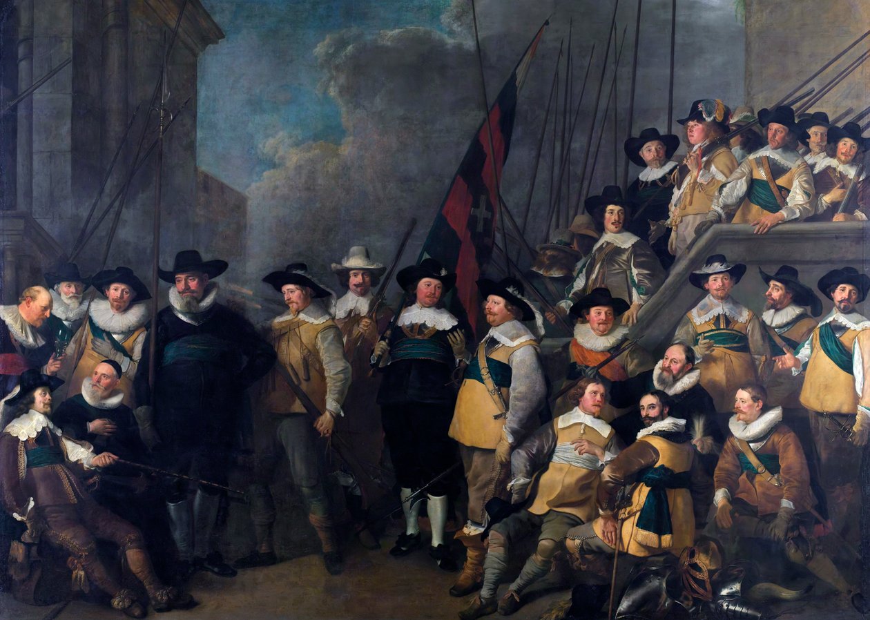 Důstojníci a mužstvo roty kapitána Cornelise de Graeffa a poručíka Hendricka Lauwrensze od Jacob Adriaensz Backer