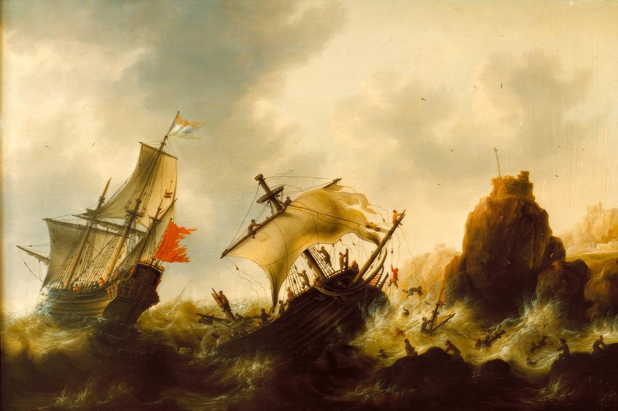 Ztroskotání v bouři od Jacob Adriaensz Bellevois