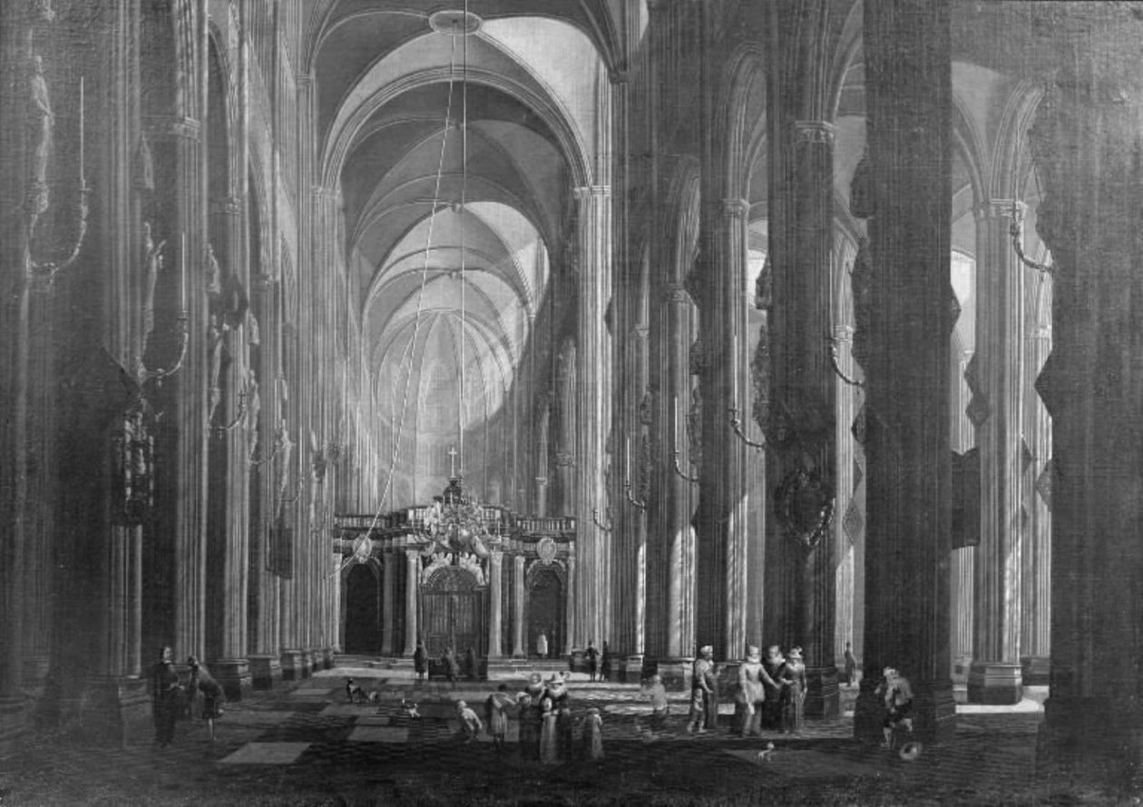 Interiér pětilodního katolického kostela od Jacob Balthasar Peeters
