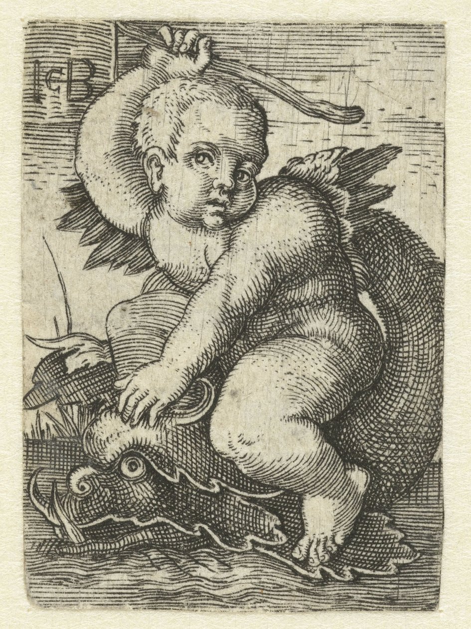 Putto na delfína od Jacob Binck