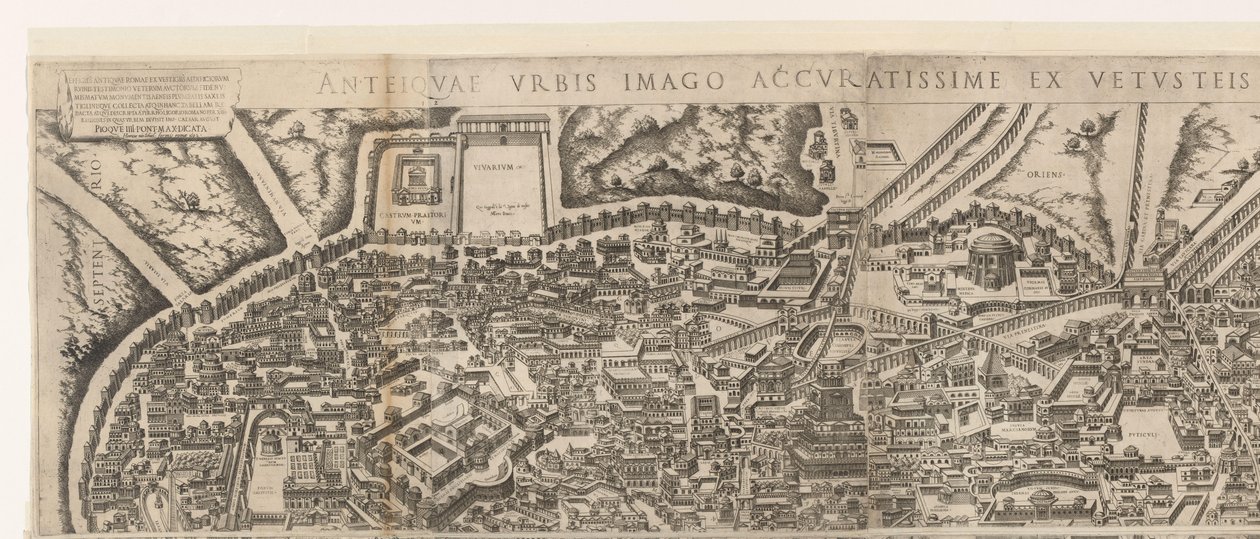 Plattegrond van Rome deset tijde van keizer Augustus (bovenste blad) (název na objektu) Podobizna starověkého Říma ze stop zničených budov (název na předmětu) od Jacob Bos