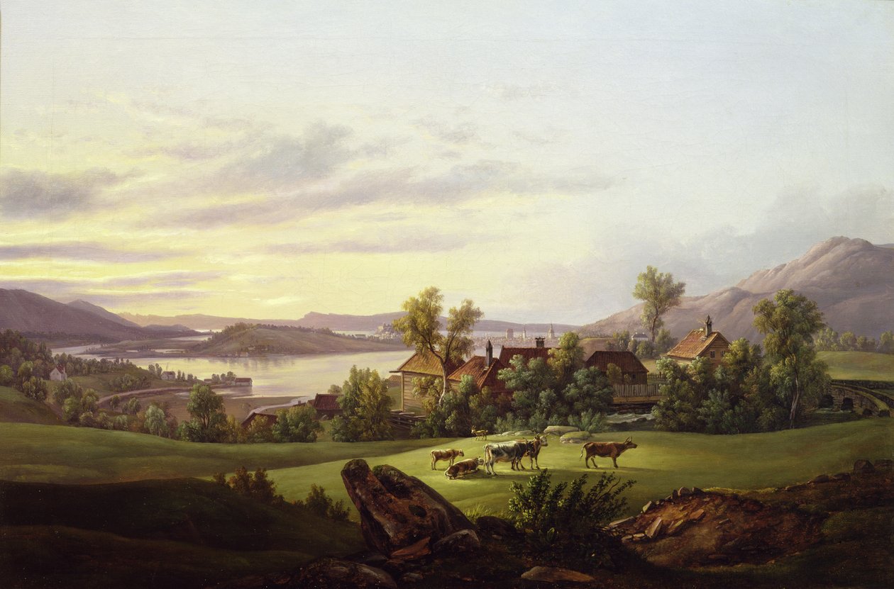 Pohled na Bergen z Haukelandu (olej na plátně) od Jacob Calmeyer