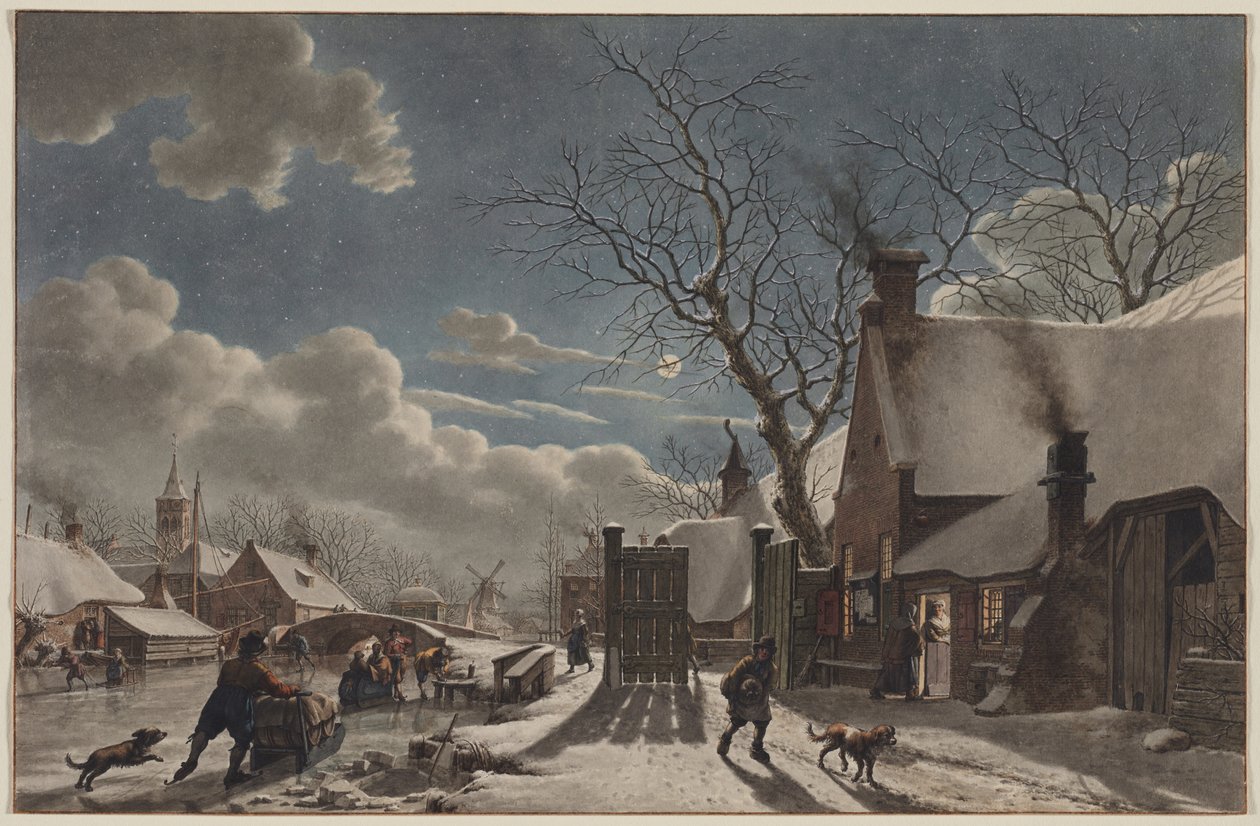 Zimní noc v holandském městě, 1797. od Jacob Cats