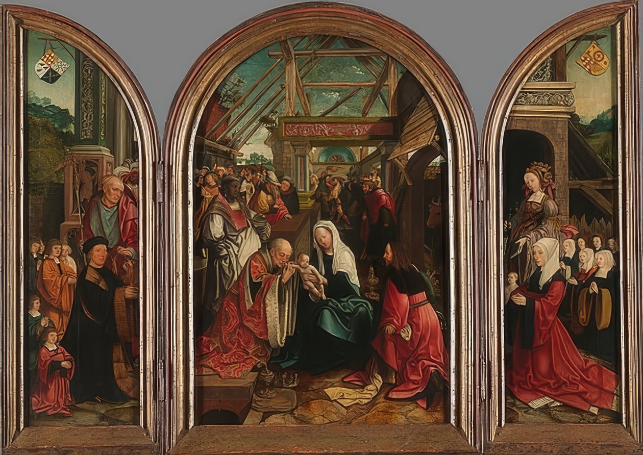 Klanění tří králů. 1517 od Jacob Cornelisz van Oostsanen