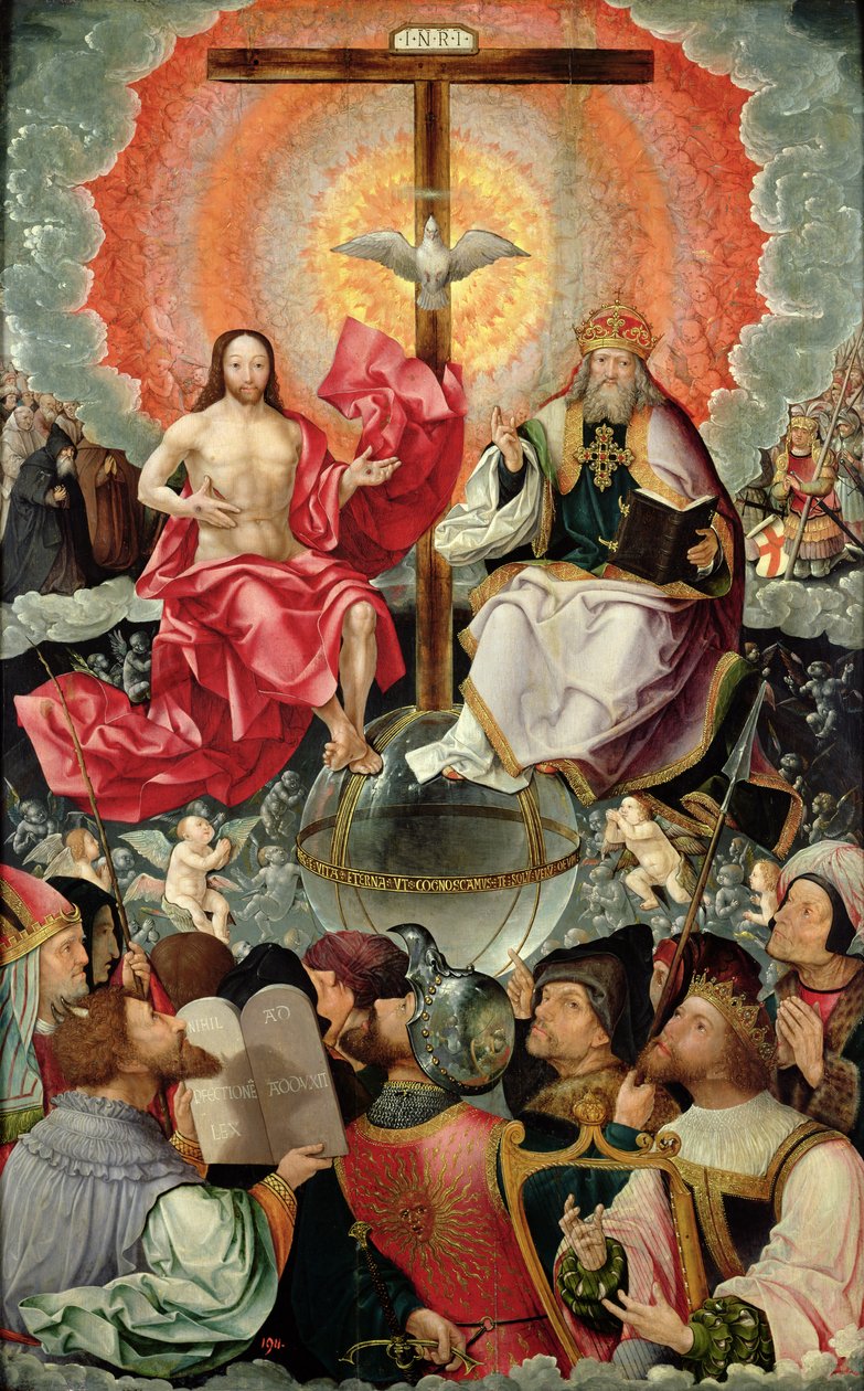 Centrální panel Triptychu s Klaněním Nejsvětější Trojice, 1523 (viz 242037, 242038, 242039) od Jacob Cornelisz van Oostsanen
