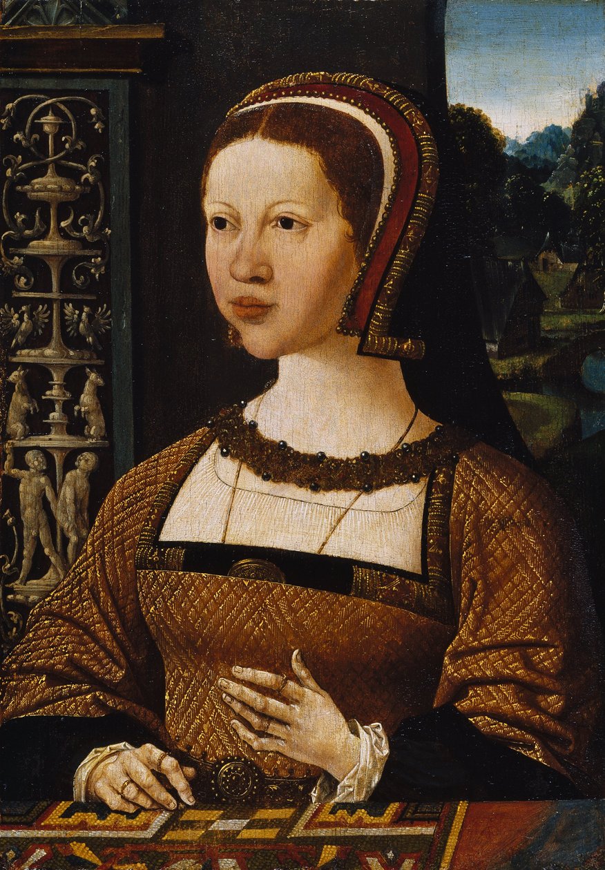 Nizozemština: Portrét ženy (královna Isabella Dánská) Portrét ženy, pravděpodobně Alžběty Dánské od Jacob Cornelisz van Oostsanen