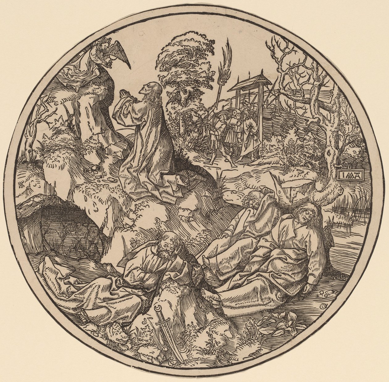 Agónie v zahradě od Jacob Cornelisz van Oostsanen