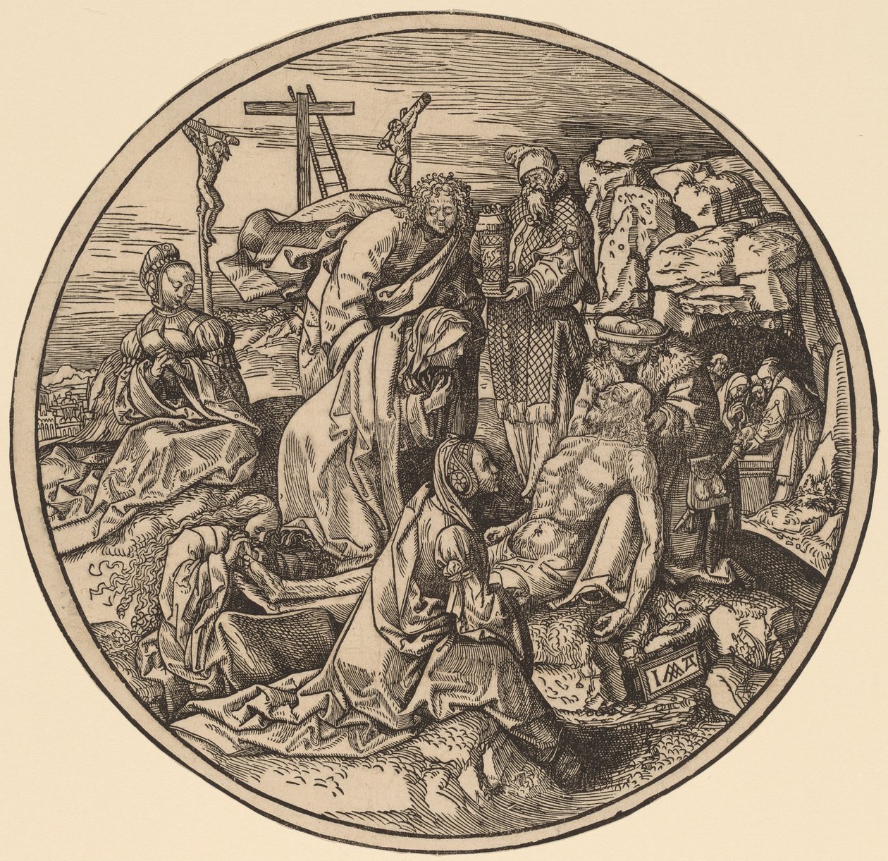 Oplakávání a pohřbívání od Jacob Cornelisz van Oostsanen