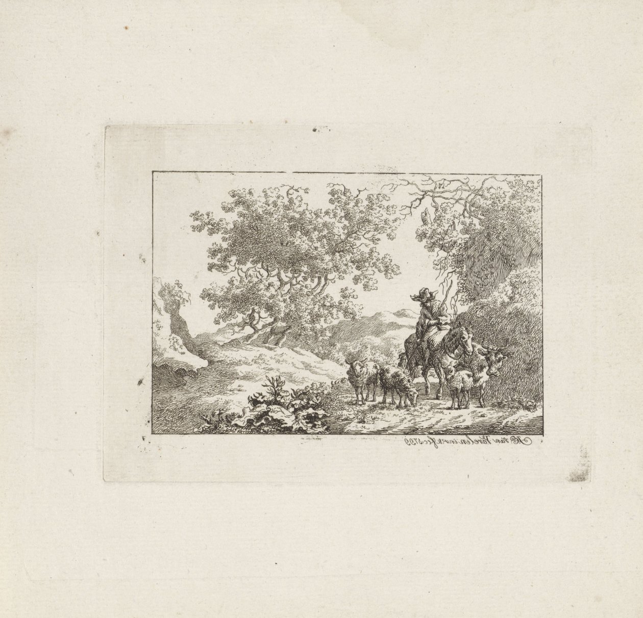 Pastýř na koni se stádem od Jacob Elias van Varelen