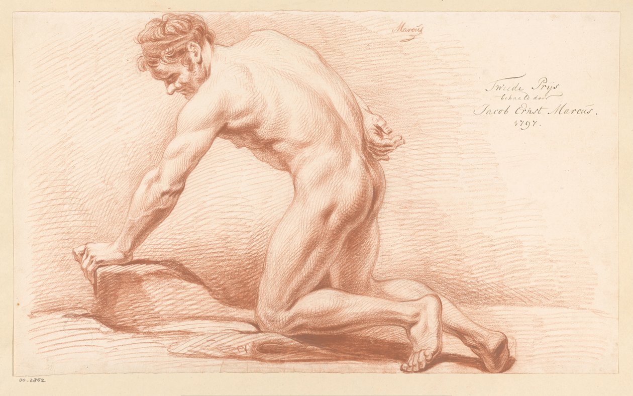 Klečící mužský akt, boční pohled (2. cena 1797) od Jacob Ernst Marcus