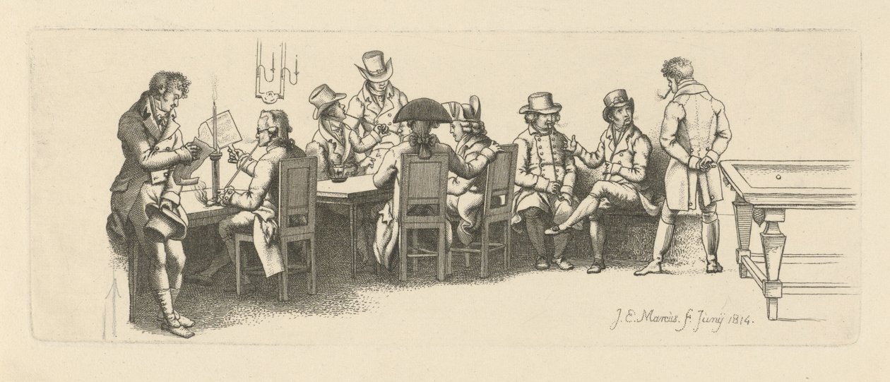 Muži v kavárně s kulečníkem, 1814 od Jacob Ernst Marcus