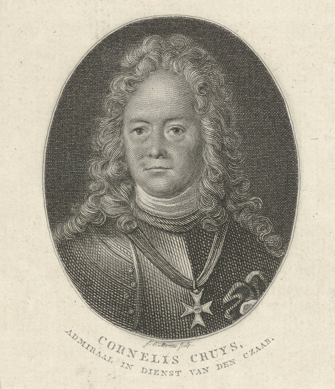 Portrét Cornelius Cruys 1655-1727, viceadmirál císařského ruského námořnictva, 1818 od Jacob Ernst Marcus