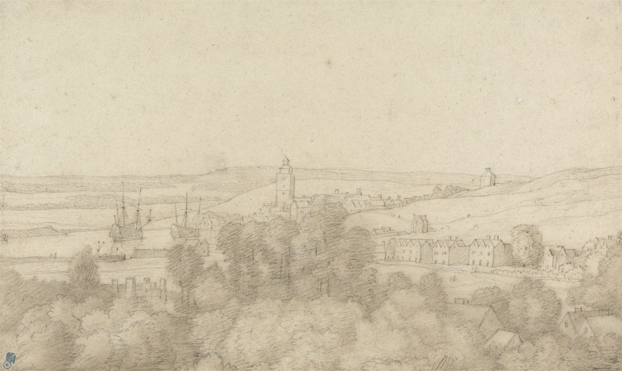Pohled na Chatham ze západu (pero a inkoust přes grafit na papíře) od Jacob Esselens