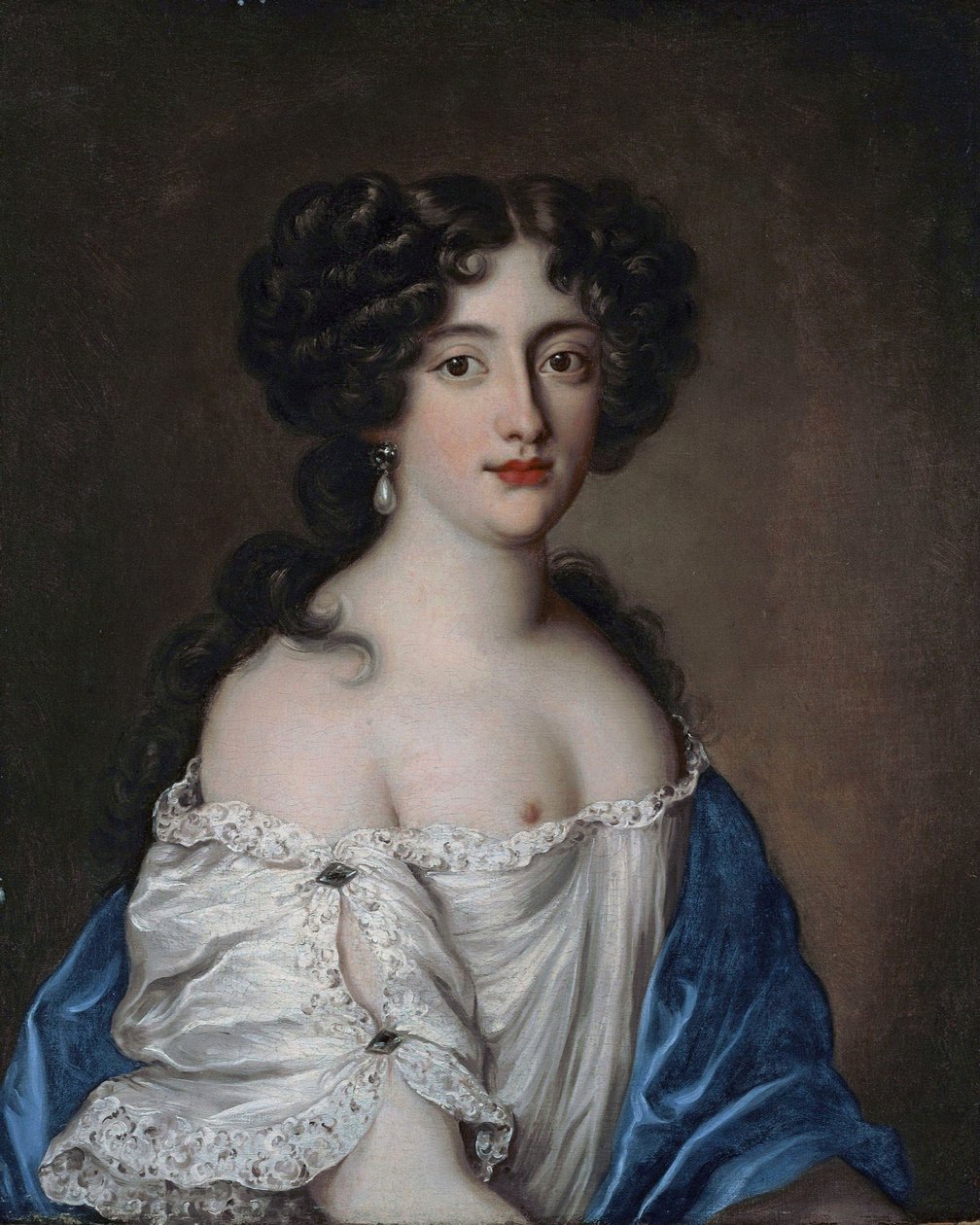 Francouzsky: Portrait de Hortense Mancini, vévodkyně de Mazarin, comme Aphrodite Portrét Hortense Mancini (1646-1699), vévodkyně de Mazarin, jako Afrodita od Jacob Ferdinand Voet