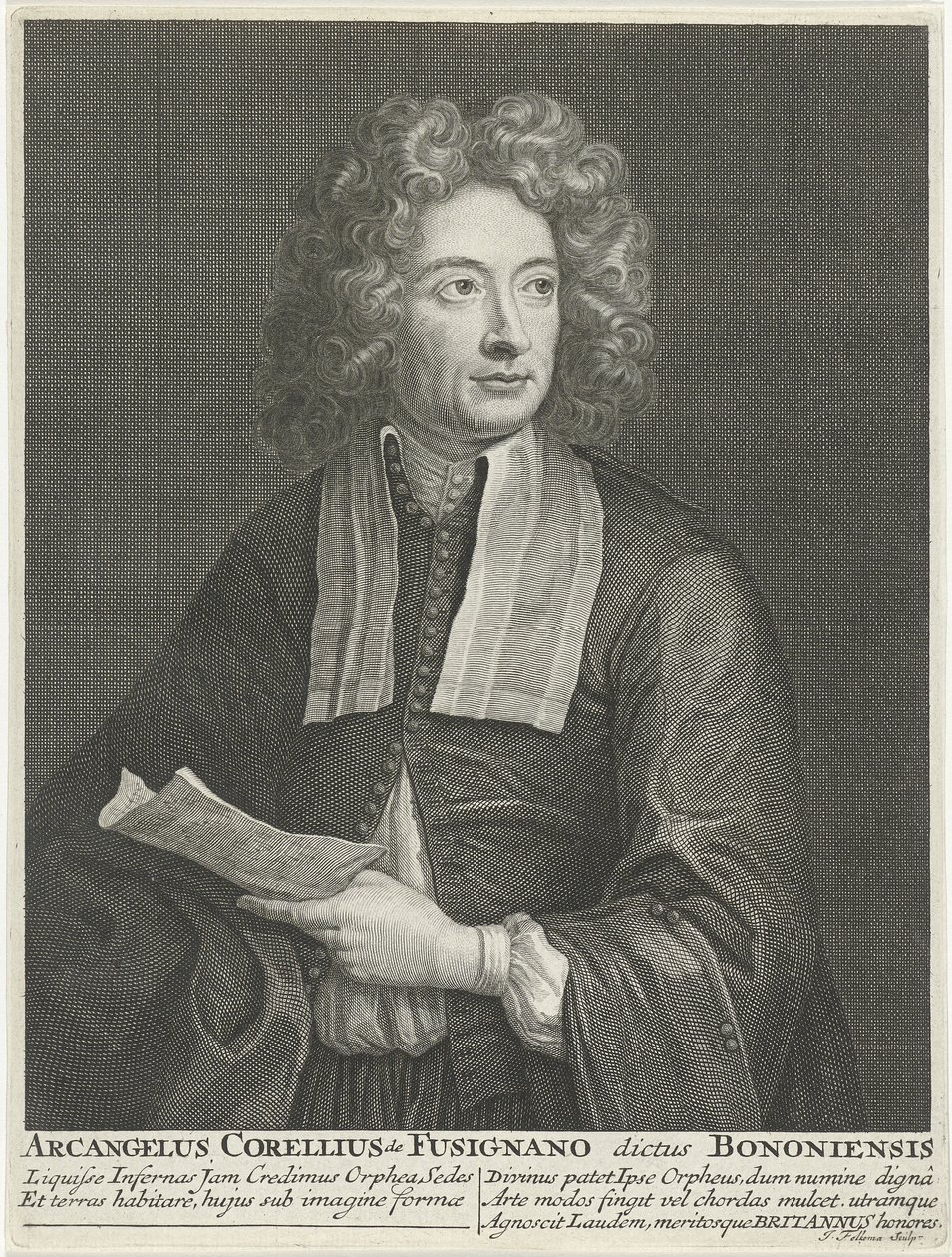 Portrét skladatele a houslisty Arcangela Corelliho 1653-1713 od Jacob Folkema