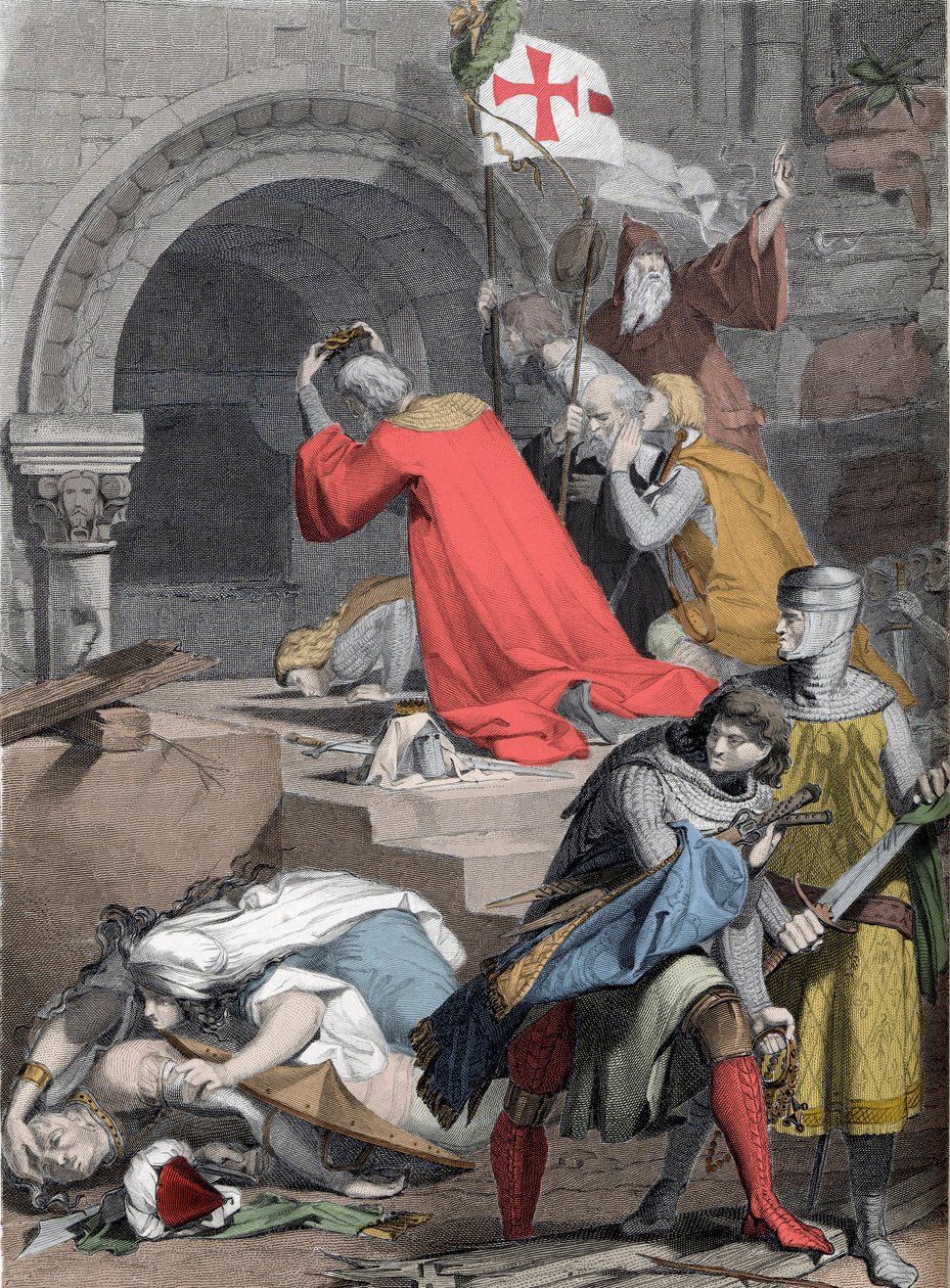 Godefroy de Bouillon (1058-1100) v Saint-Sepulcre, v roce 1099 - Godfrey z Bouillonu u Božího hrobu od Deiningera - od Jacob Friedrich Deininger