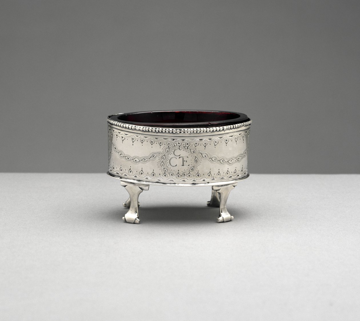 Solná mísa, c. 1785-1803 (stříbro a sklo) od Jacob Gerritse (attr.to) Lansing