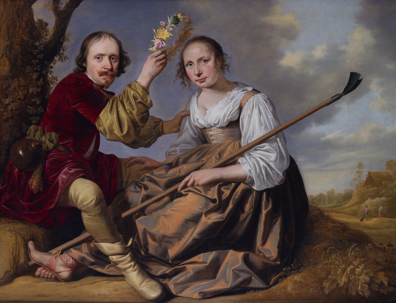 Pár v pastorační krajině (olej na plátně) od Jacob Gerritsz Cuyp