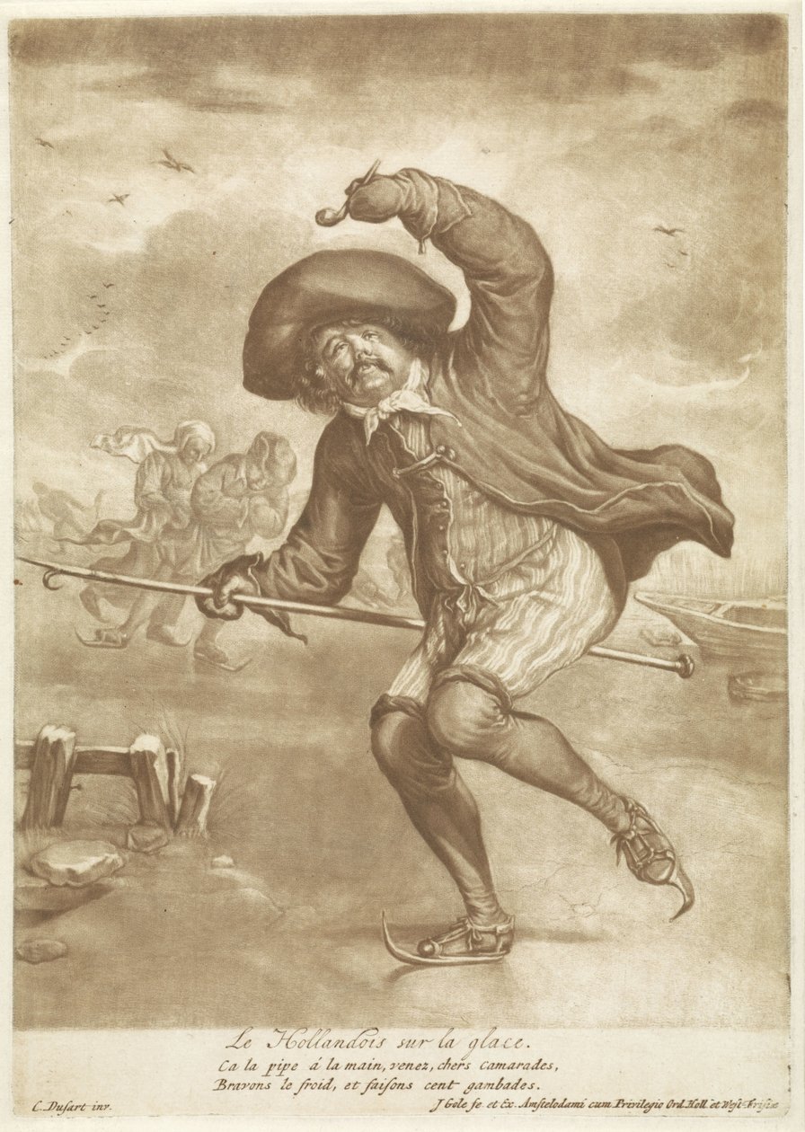 krasobruslař Le Hollandois sur la glace (název na objektu) od Jacob Gole