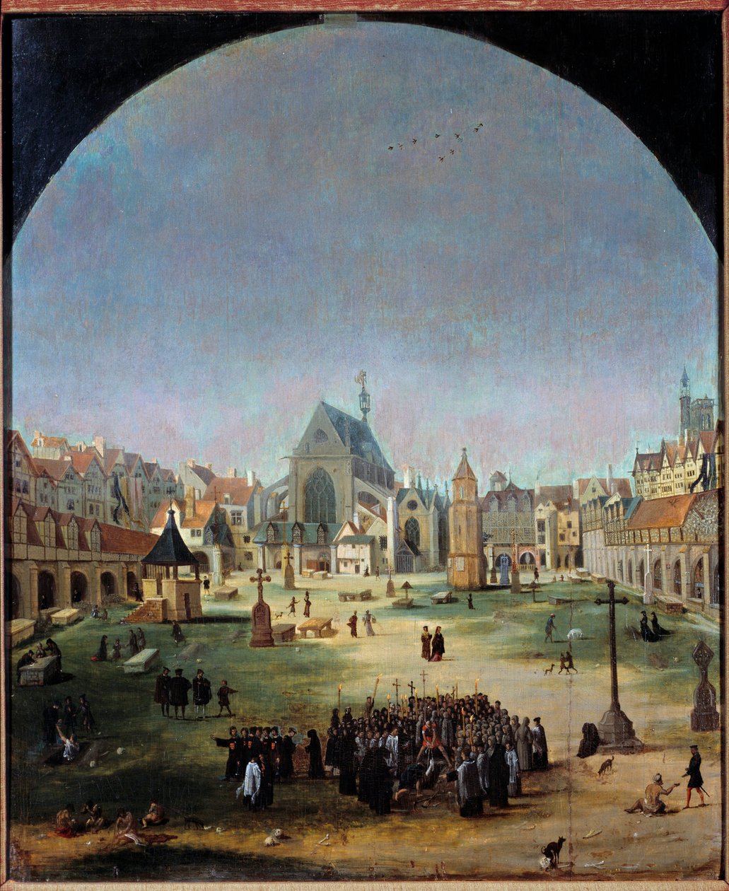 hřbitov neviňátek a jeho hromadný hrob za vlády Františka I. Obraz Jakoba Grimera (1526-c. 1589) od Jacob Grimmer