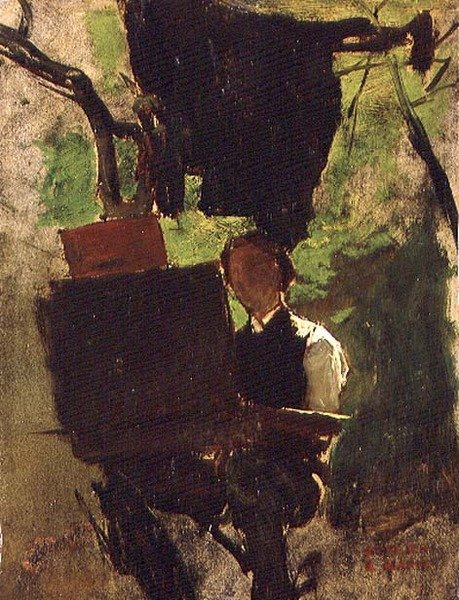 Umělec při práci (olej na papíře) od Jacob Henricus or Hendricus Maris