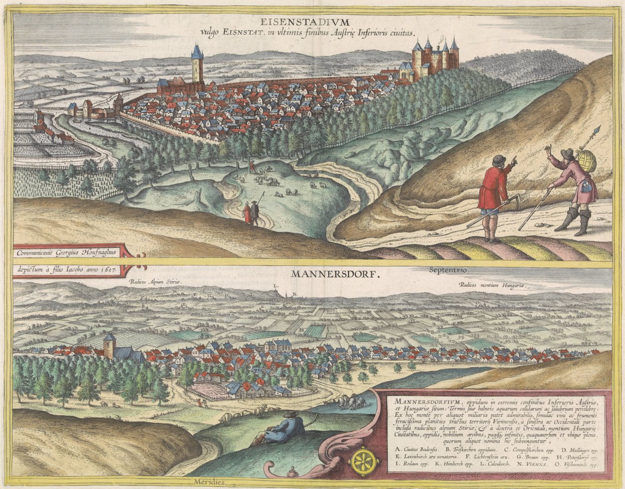 Pohledy na Eisenstad a Mannersdorf od Jacob Hoefnagel
