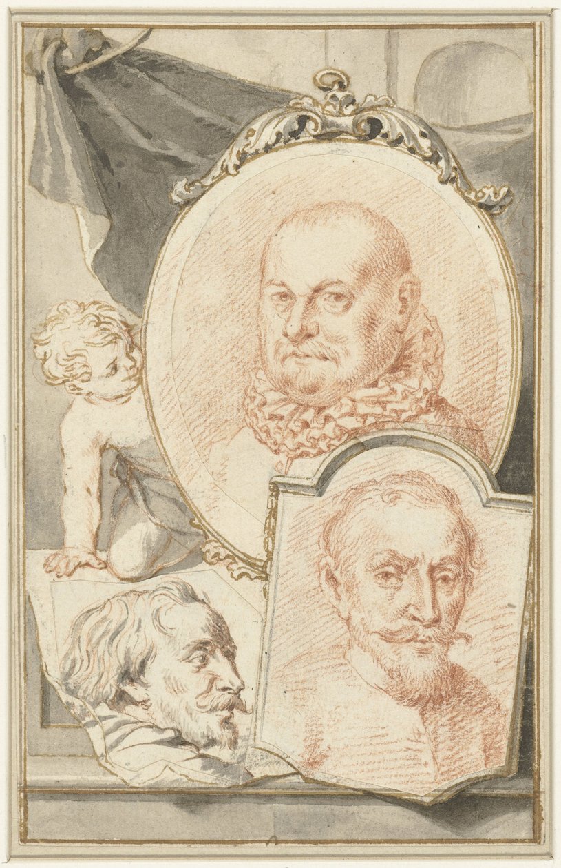 Portréty Roelanta Saveryho, Franse Snijderse a Theodoor Rombouts od Jacob Houbraken