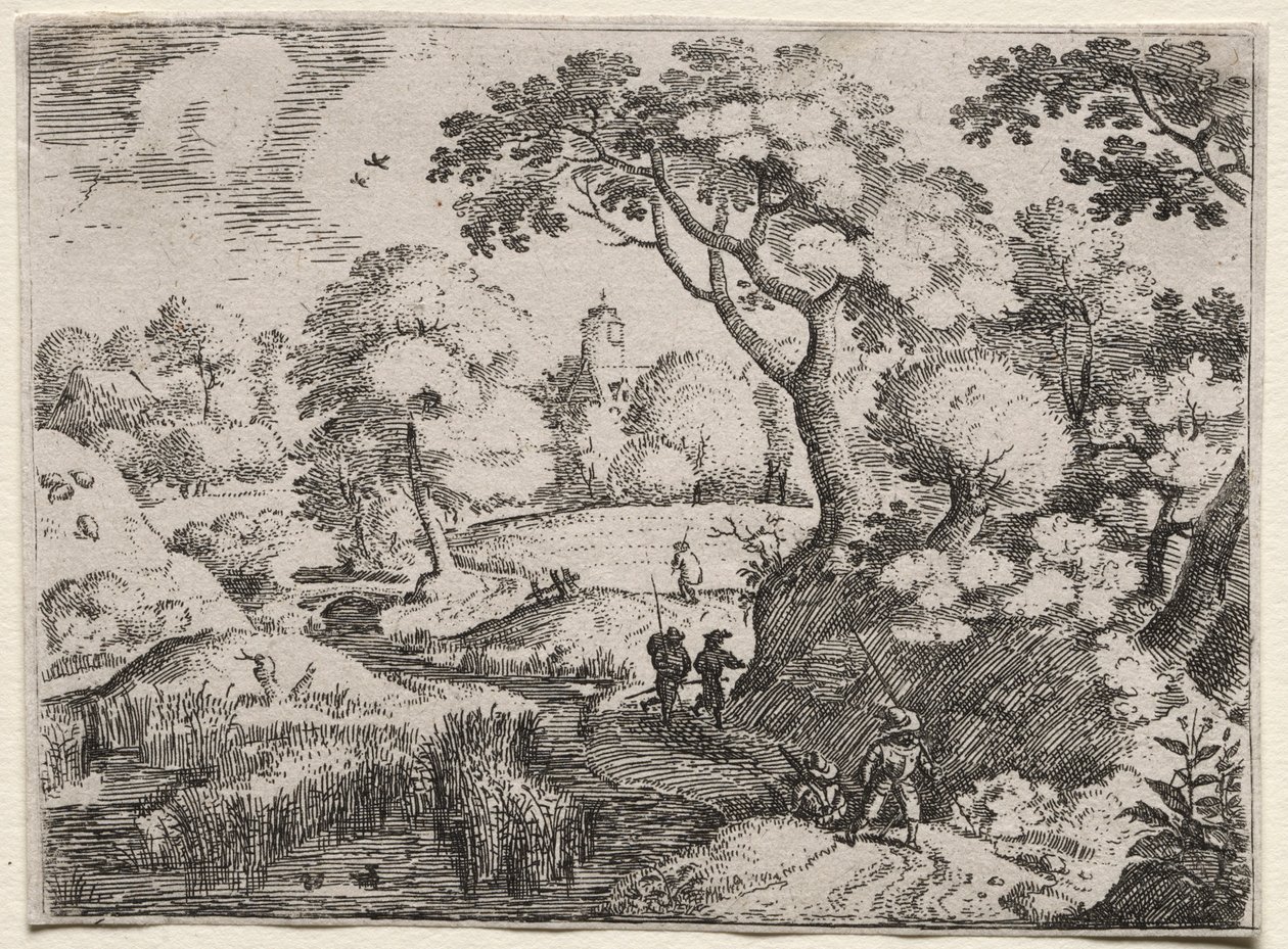 Six Landscapes: Path Between Swamp and Wooded Bank, c. 1595. od Jacob I Savery