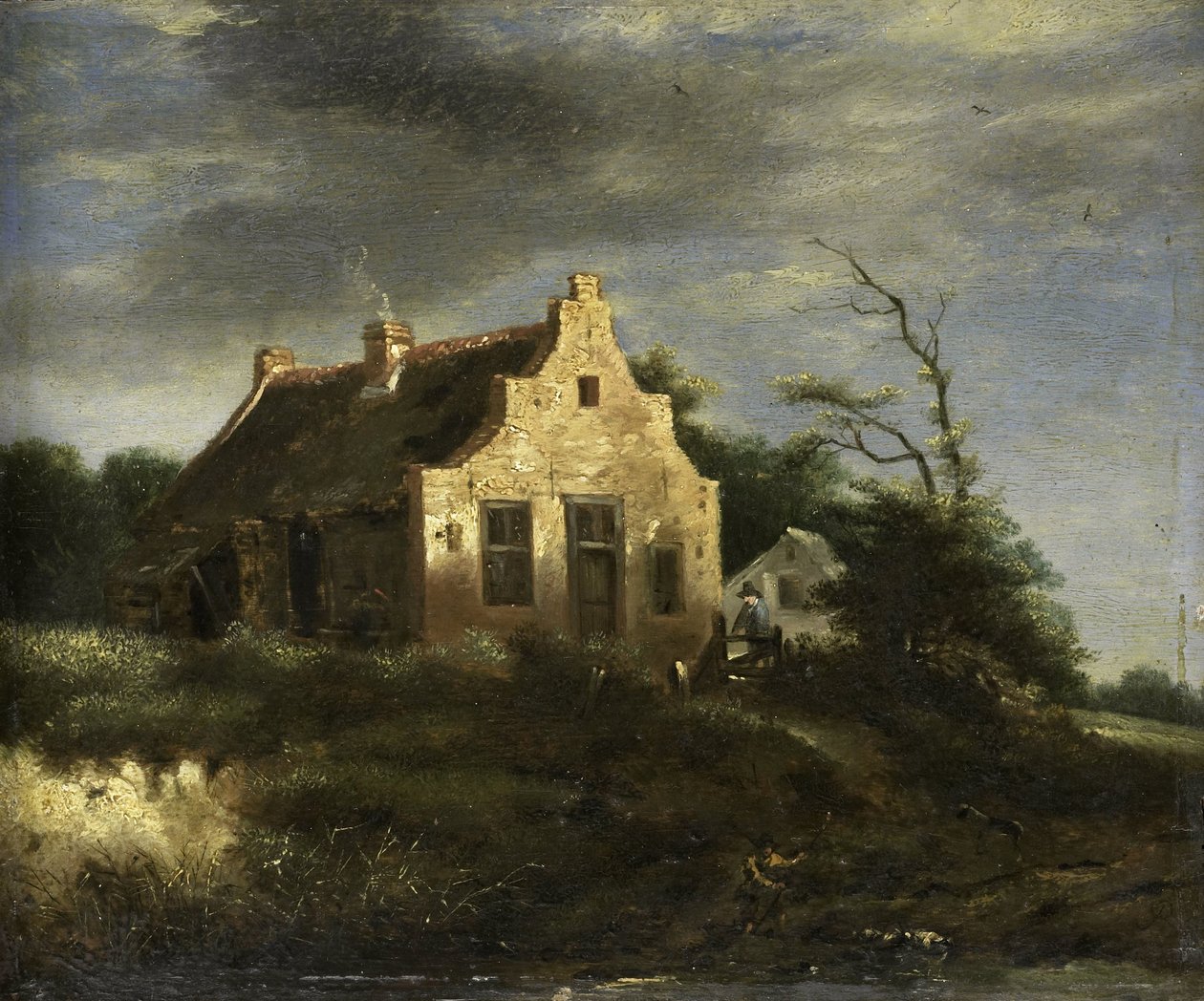 Farma v zalesněné krajině s dunami od Jacob Isaacksz van Ruisdael (school of)