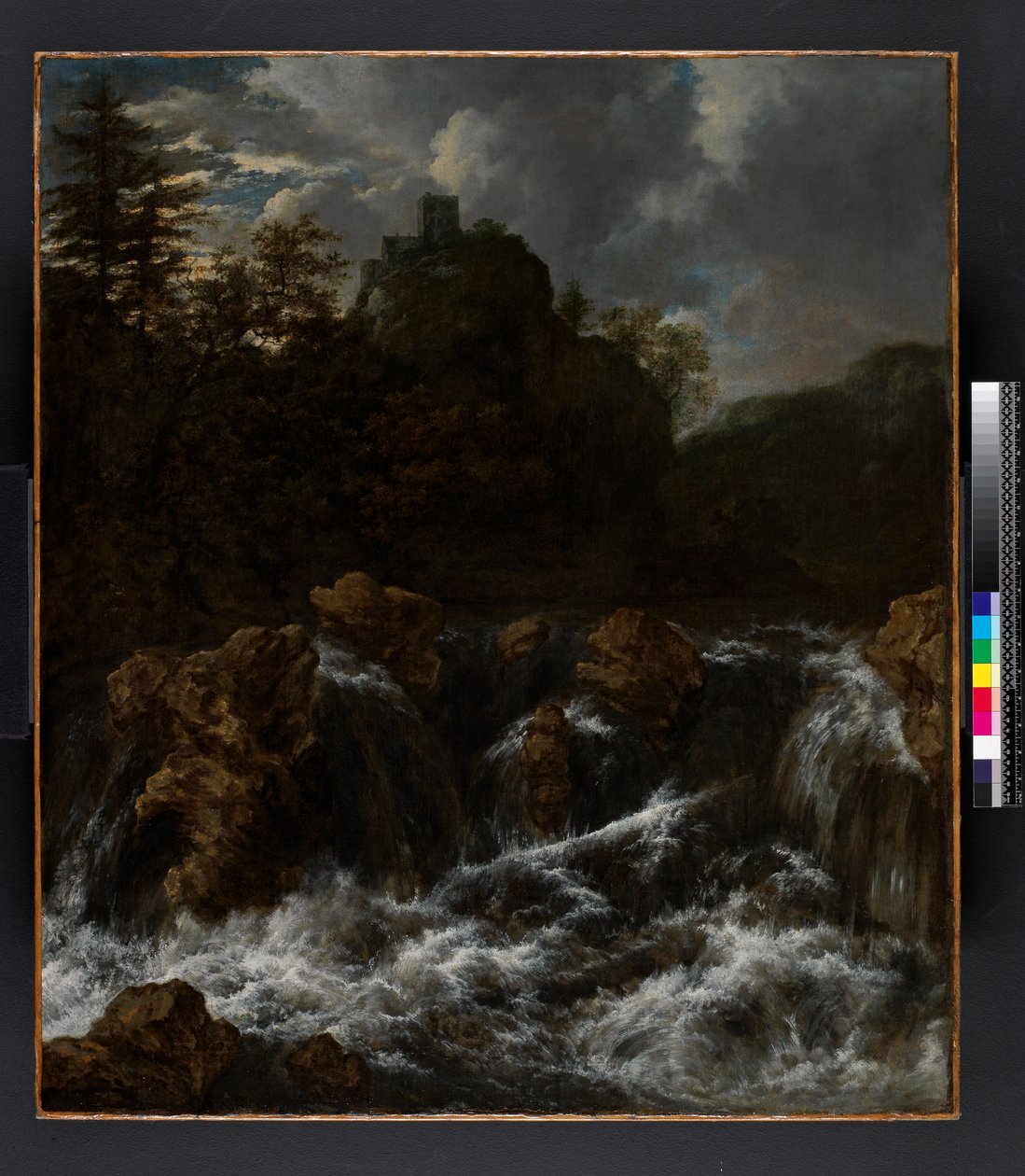 Krajina s vodopádem, před 1682 od Jacob van Ruisdael