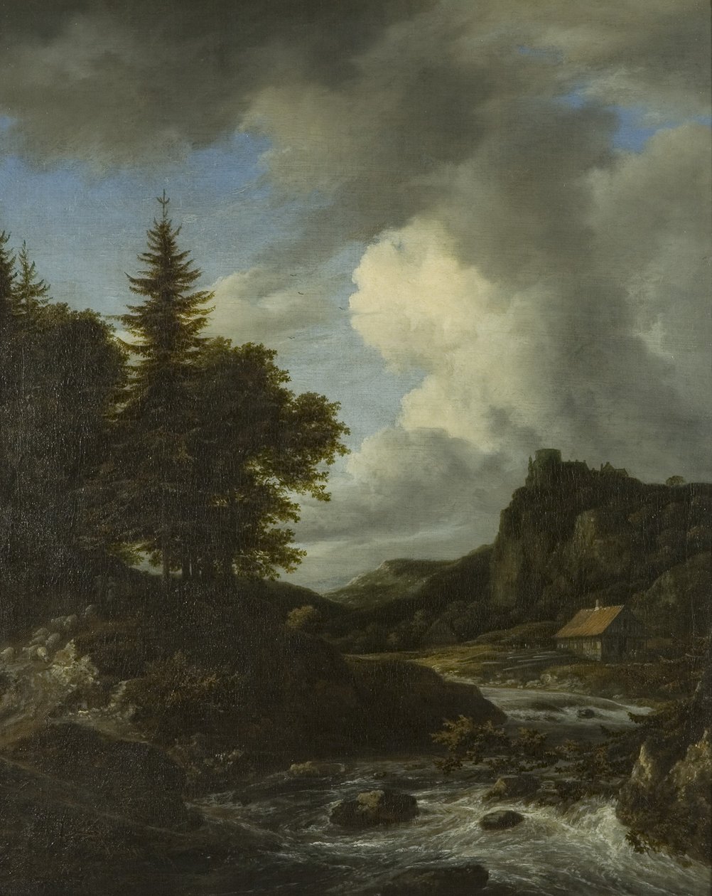 River in Spate, cca 1660 (olej na plátně) od Jacob van Ruisdael