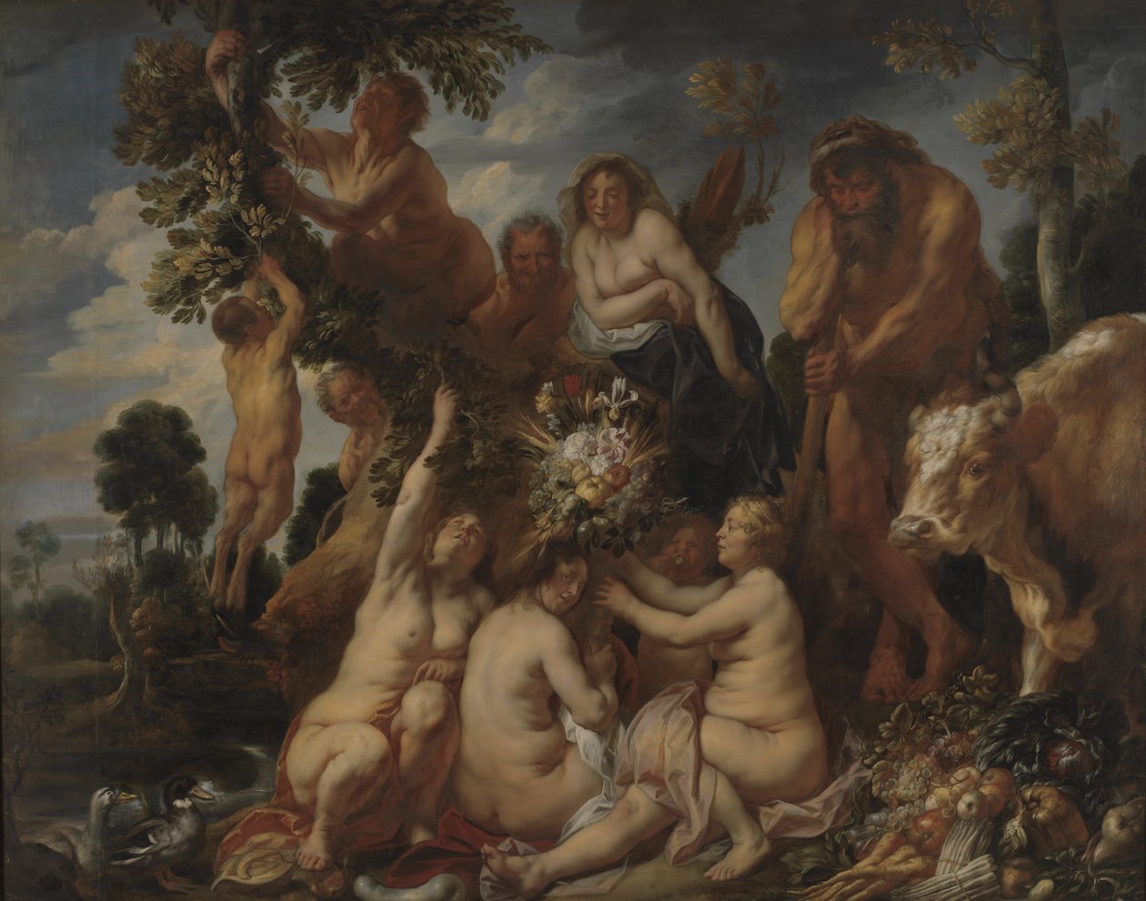 Achelous poražený Herculesem. Původ Rohu hojnosti. (Alegorie plodnosti) od Jacob Jordaens