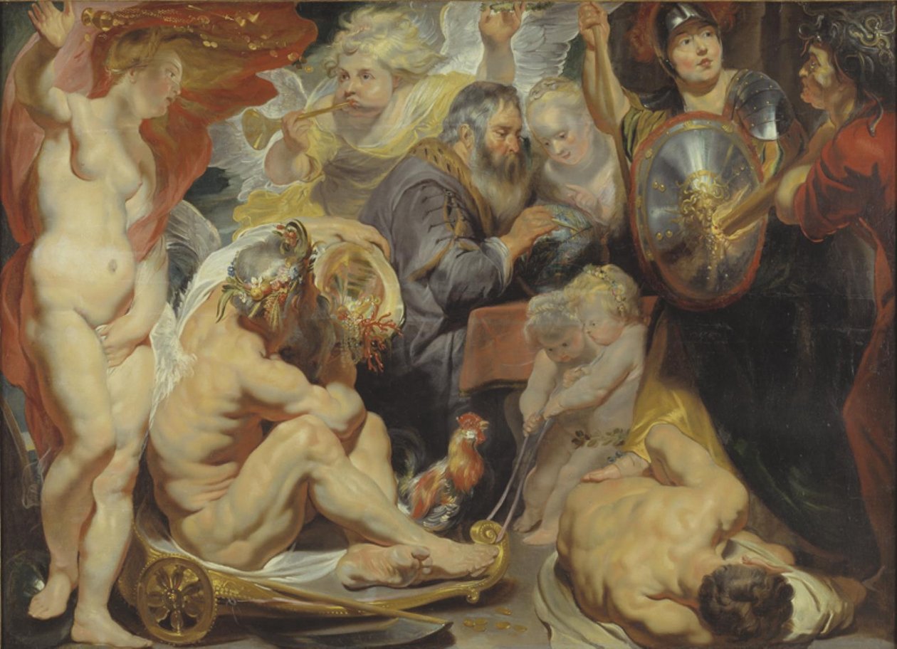 Alegorie na vědu. Minerva a Cronus chrání vědu před závistí a nevědomostí od Jacob Jordaens