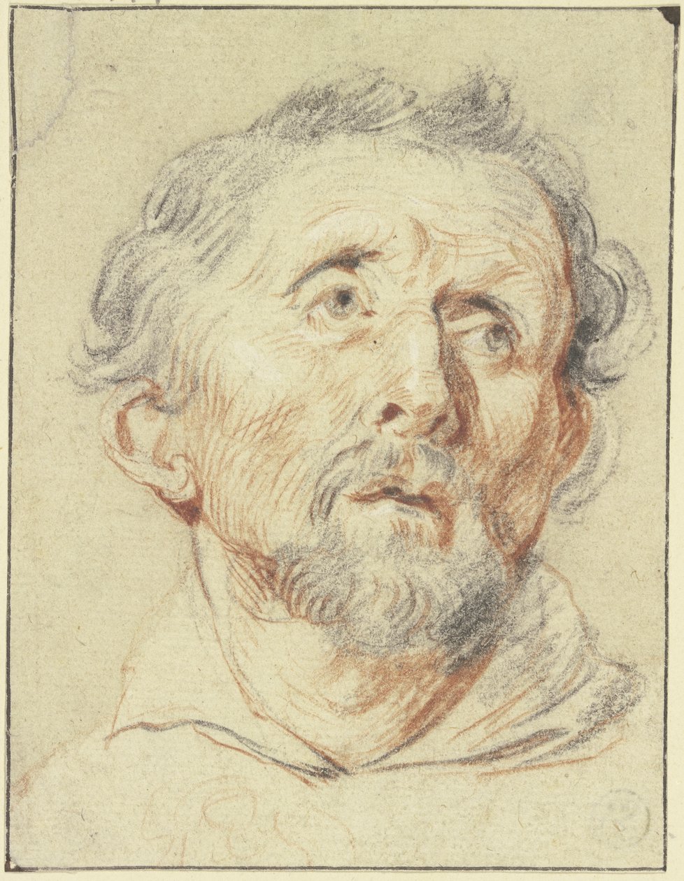 Starý muž zepředu, vzhlížející vzhůru od Jacob Jordaens