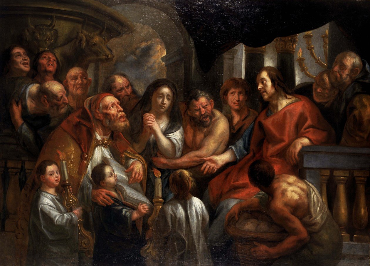 Kristus a cizoložnice od Jacob Jordaens