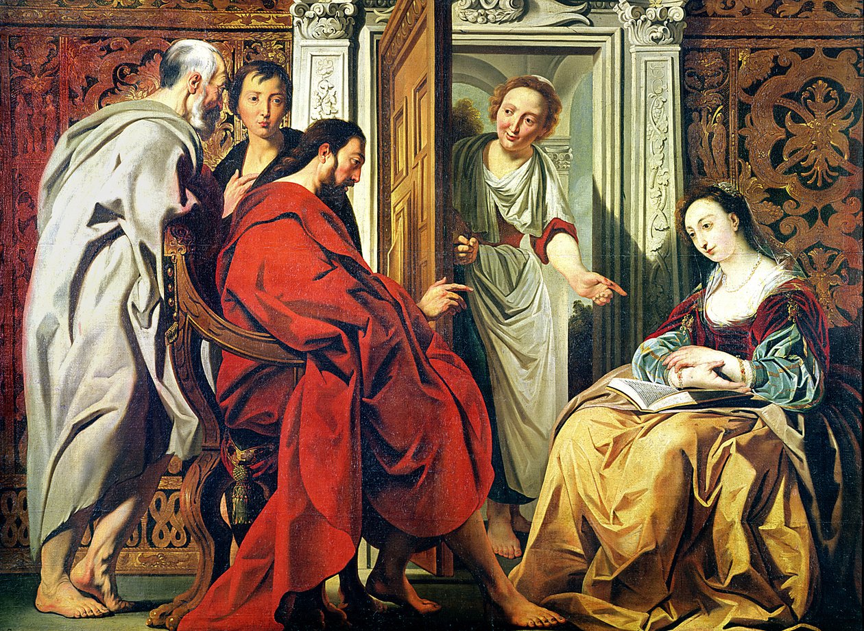Kristus v domě Marty a Marie z Betanie od Jacob Jordaens