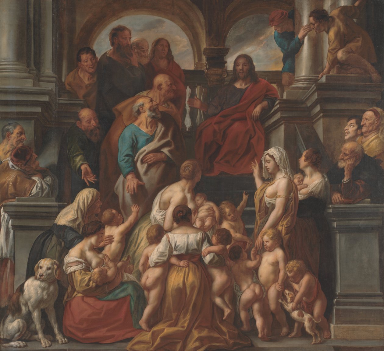 Kristus žehná malým dětem. Nechte malé děti, aby přišly ke mně od Jacob Jordaens