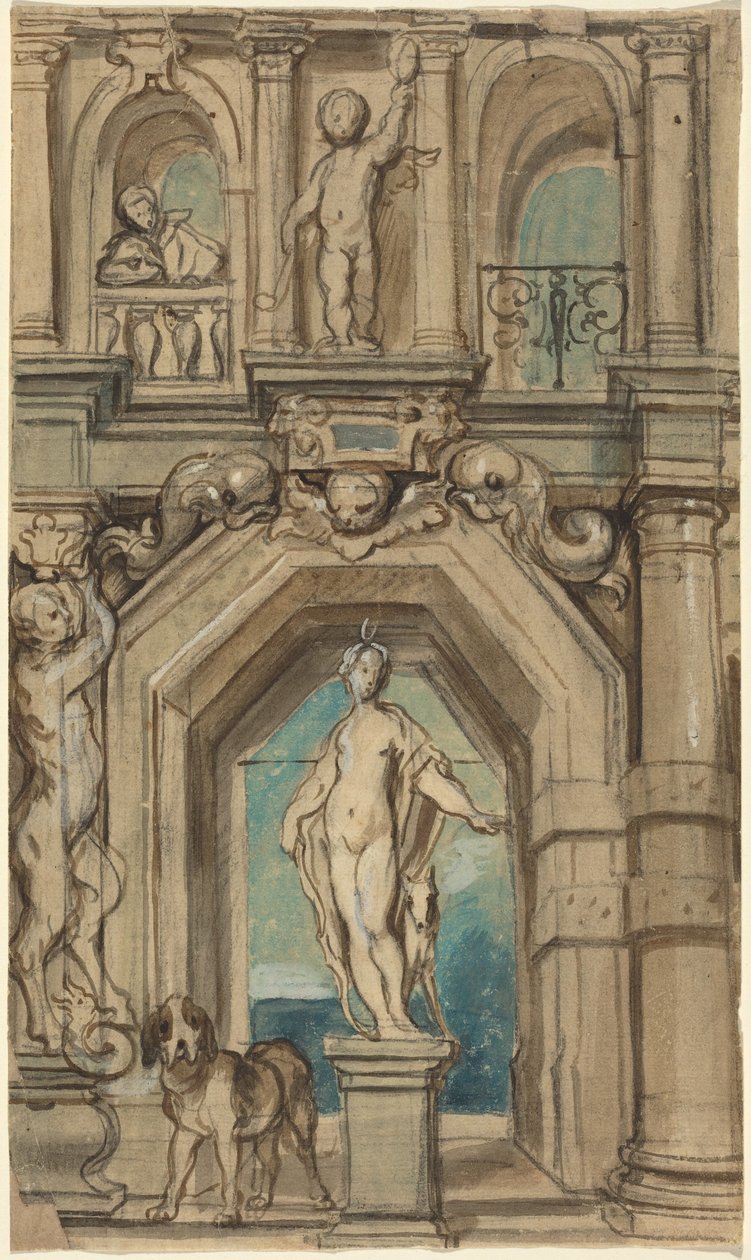 Návrh nástěnné dekorace [přední strana] od Jacob Jordaens