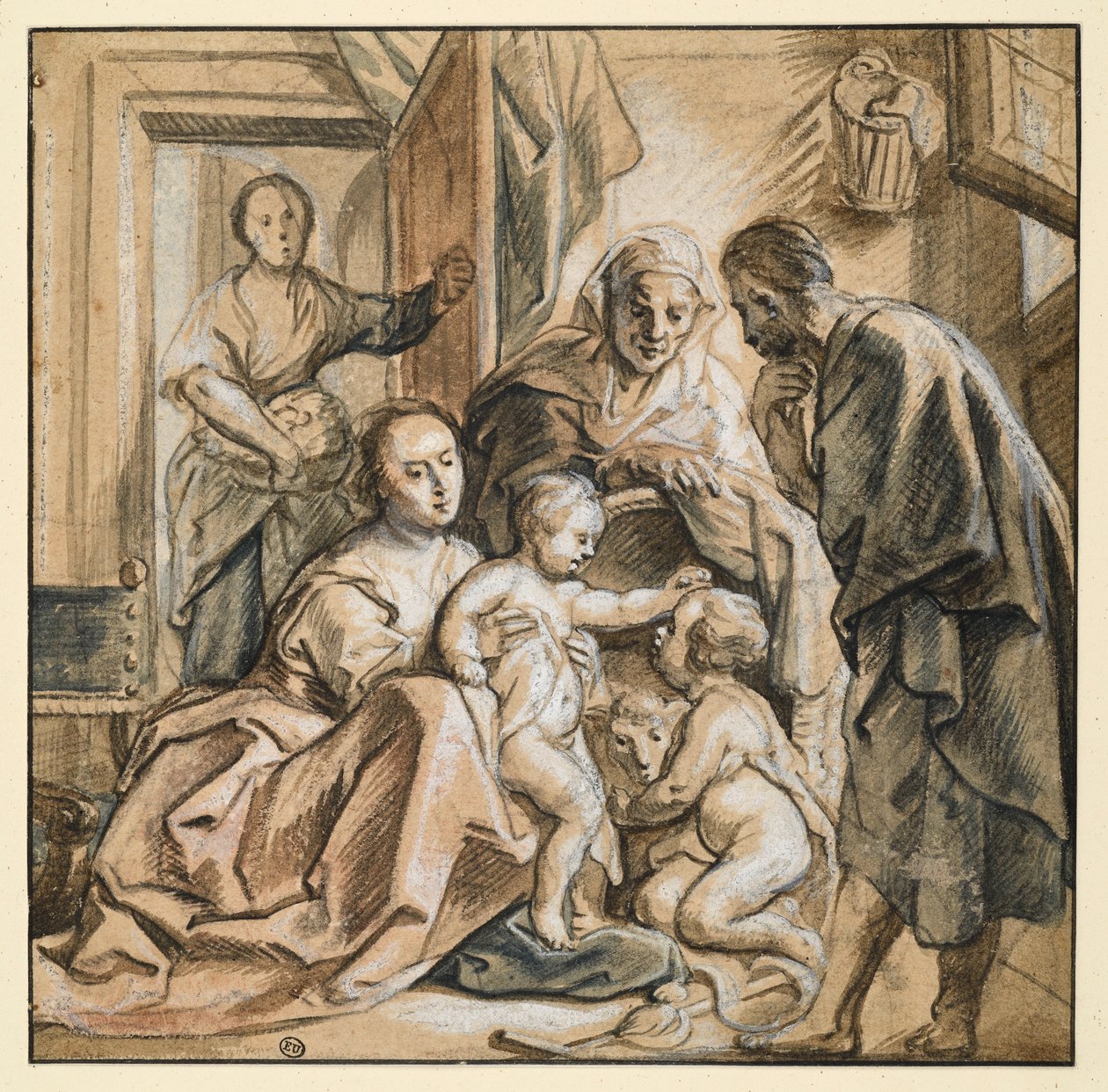 Svatá rodina s Alžbětou a malým svatým Janem od Jacob Jordaens