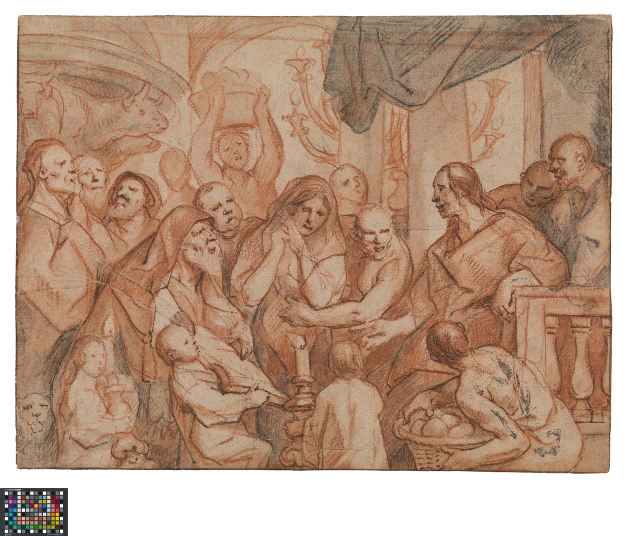 Nizozemsky: Kristus a cizoložnice, přípravná skica, revers: Zajetí Krista od Jacob Jordaens