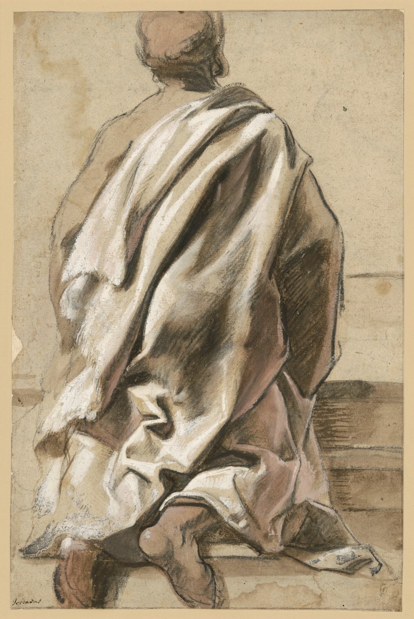 Studie oděvu klečícího apoštola od Jacob Jordaens