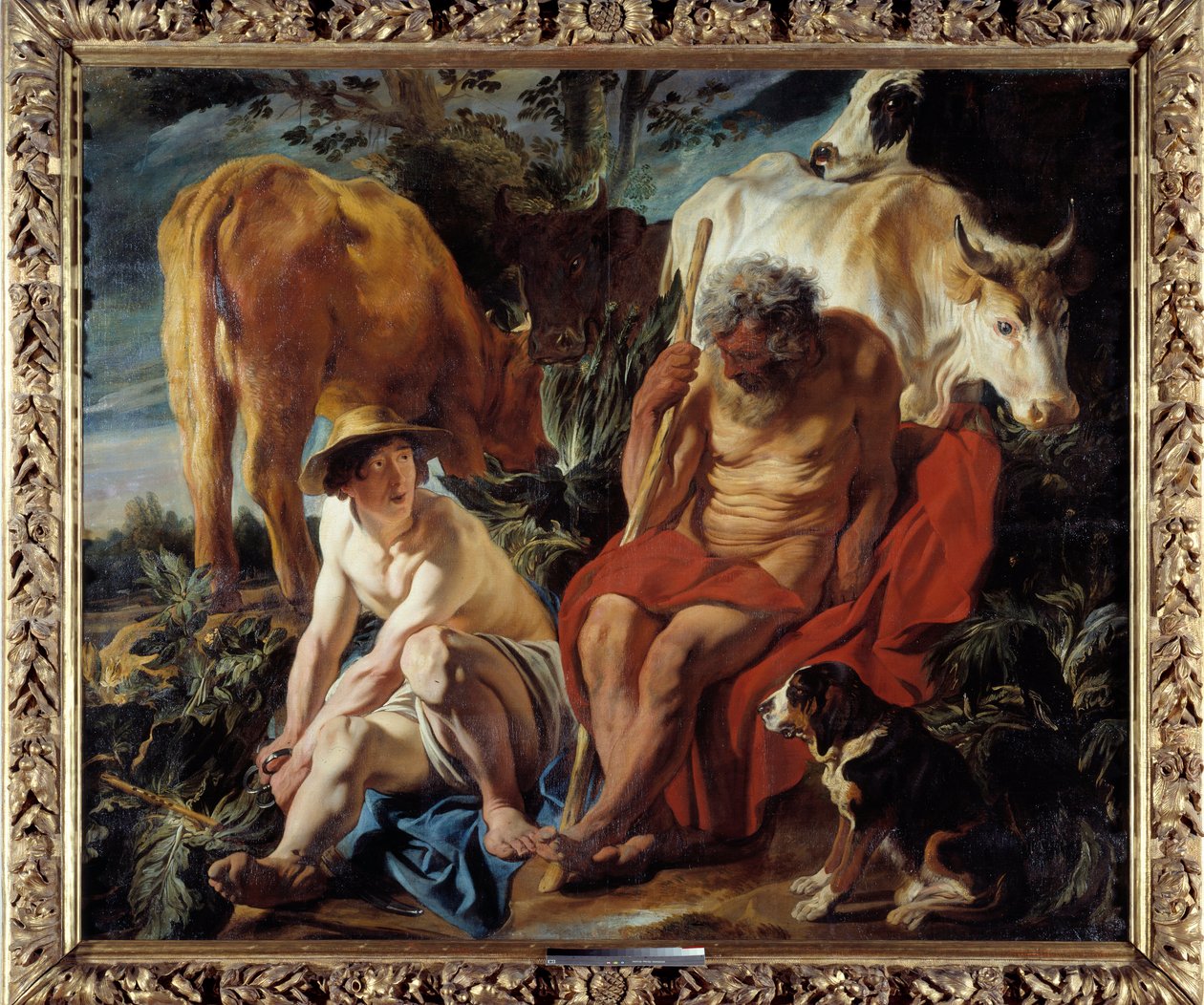 Merkur a Argus Merkur je pověřen Zeusem, aby usnul Argus, strážce Io, proměněný Hérou v genisse. Obraz Jacoba Joardaense (1593-1678) 1625 Ne. 2,02x2,41 m Lyon, Musee des Beaux Arts od Jacob Jordaens
