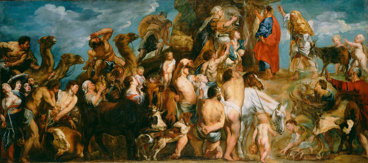Mojžíš vyvádí vodu ze skály od Jacob Jordaens