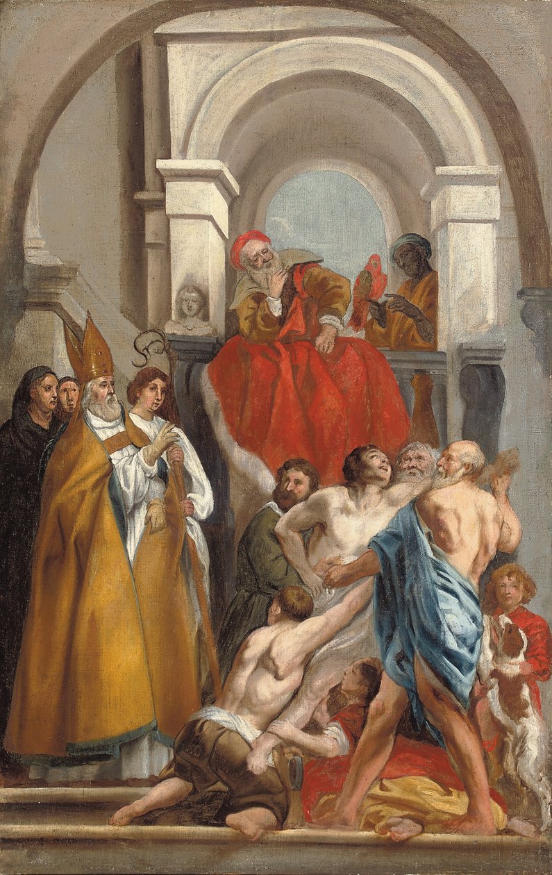 Svatý Martin uzdravuje posedlého muže od Jacob Jordaens